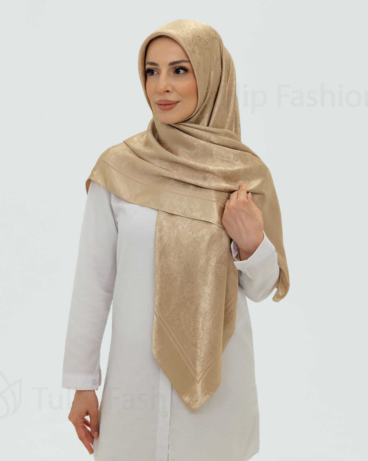 Hijab - Square Viskon 120 cm - Beige - 3