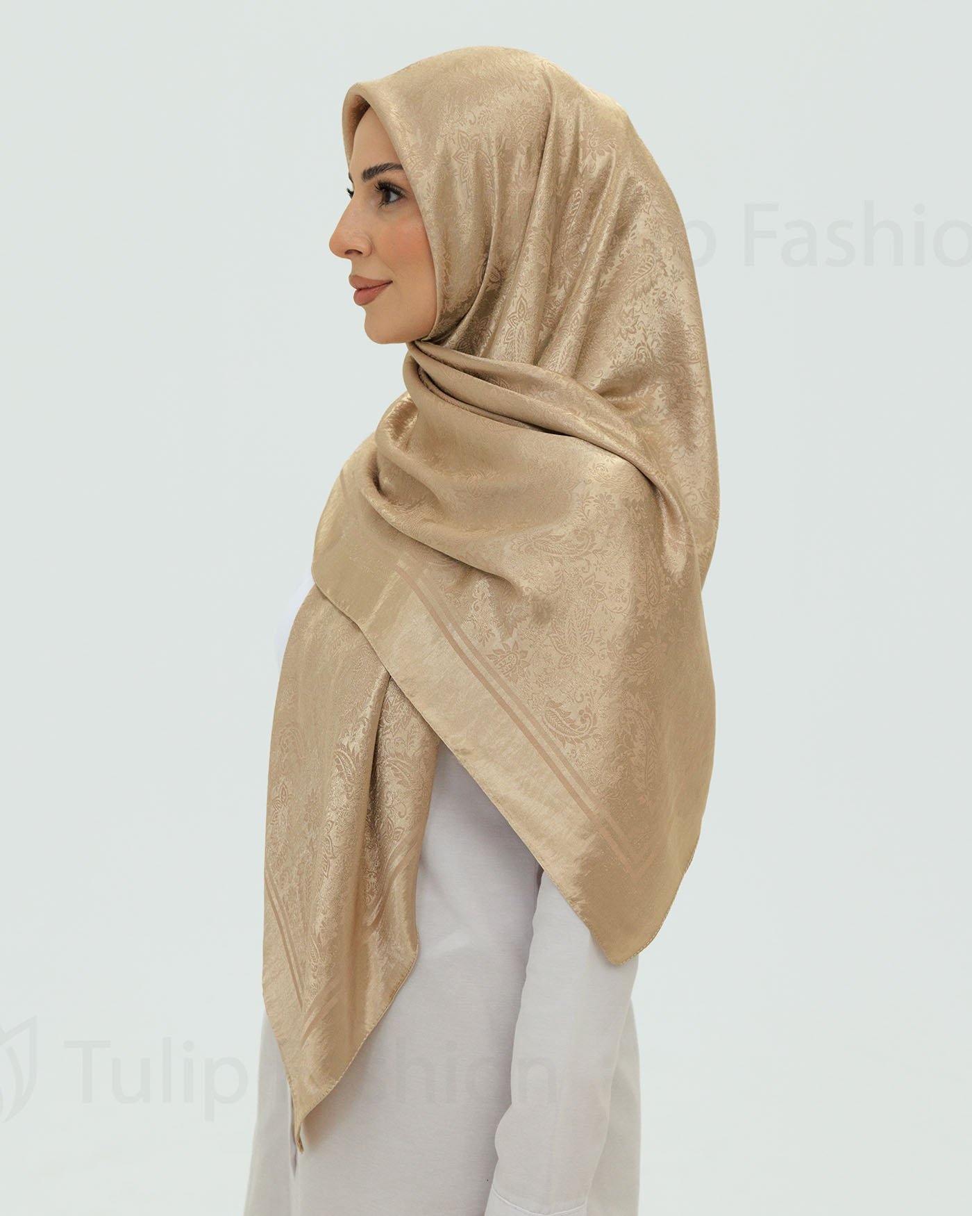 Hijab - Square Viskon 120 cm - Beige - 4