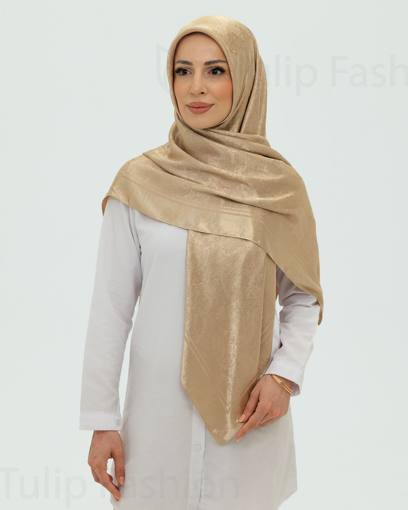 Hijab - Square Viskon 120 cm - Beige - 7