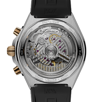Breitling Chronomat B01 42 grå stål och 18 K rött guld med gummiband