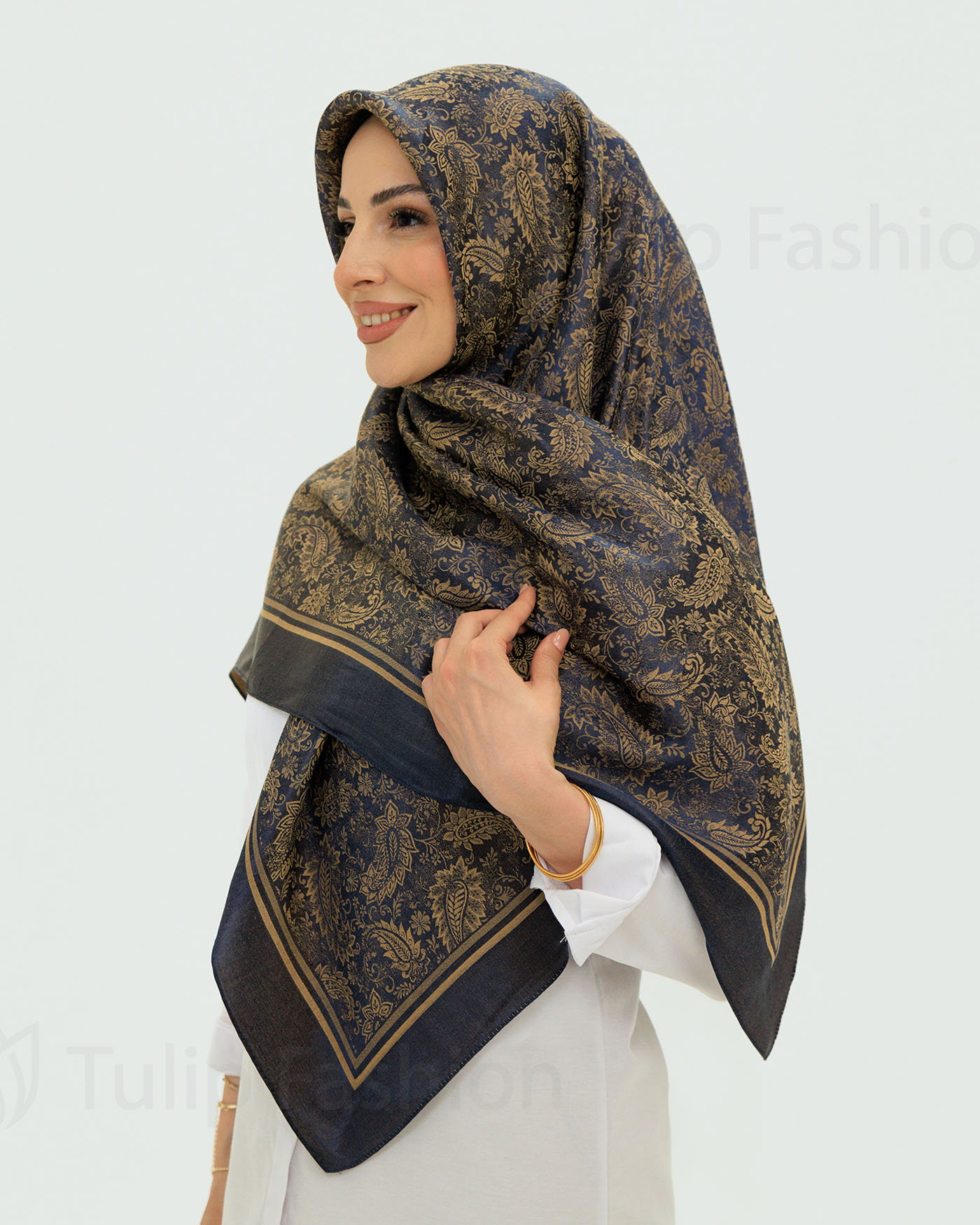 Hijab - Square Viskon 120 cm - Navy Blue - 4