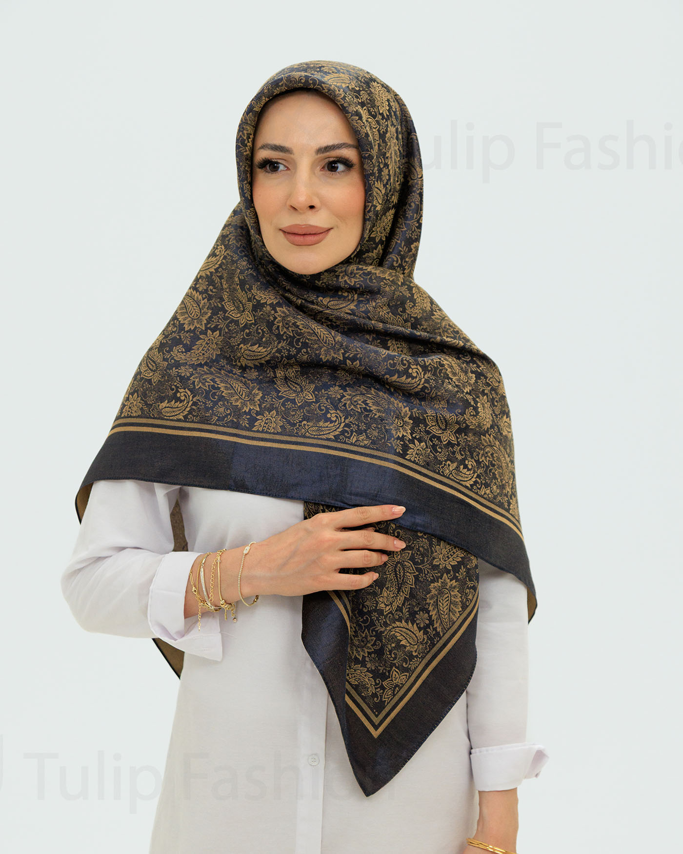Hijab - Square Viskon 120 cm - Navy Blue - 6