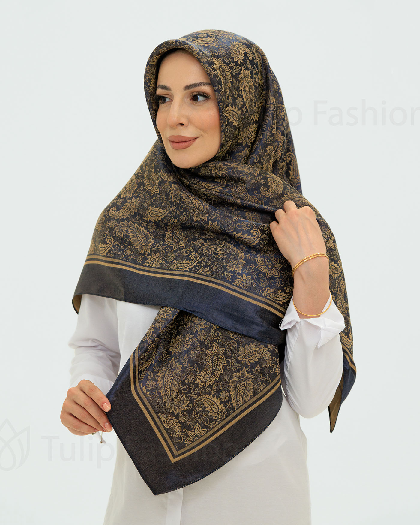 Hijab - Square Viskon 120 cm - Navy Blue - 2