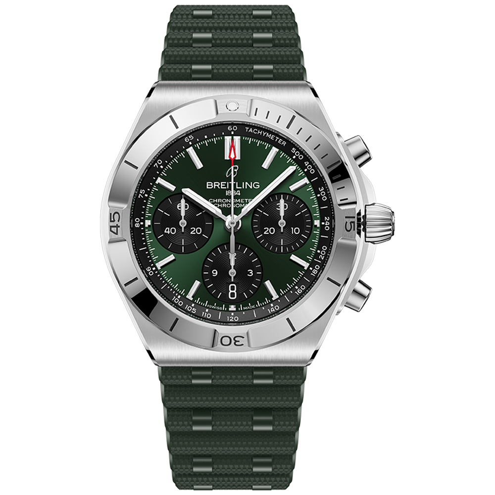 Breitling AB0158101L1S Chronomat B01 42 grön med gummiband