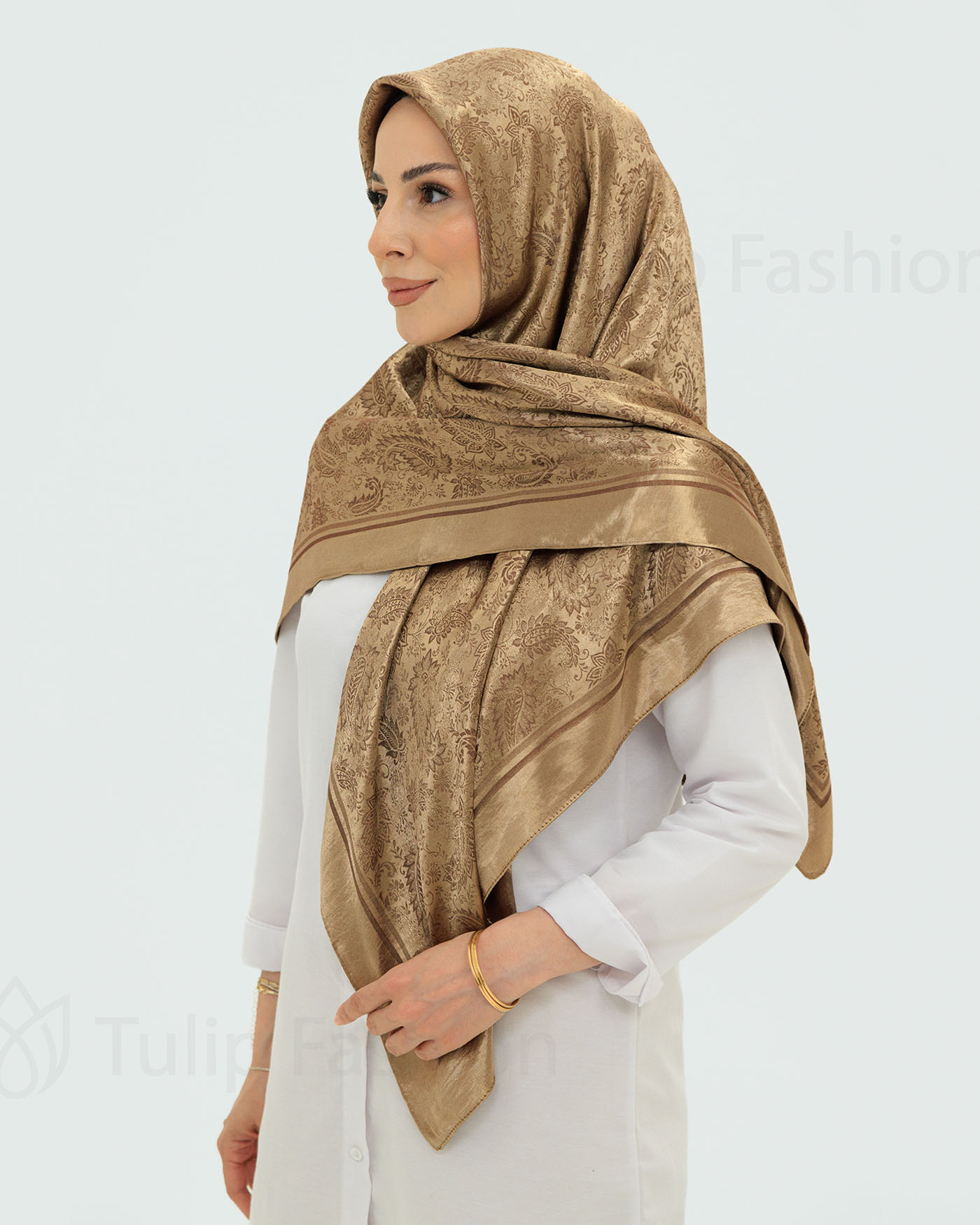 Hijab - Square Viskon 120 cm - Brun - 4