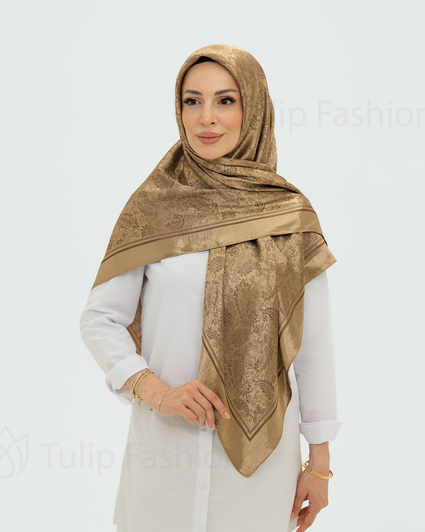 Hijab - Square Viskon 120 cm - Brown