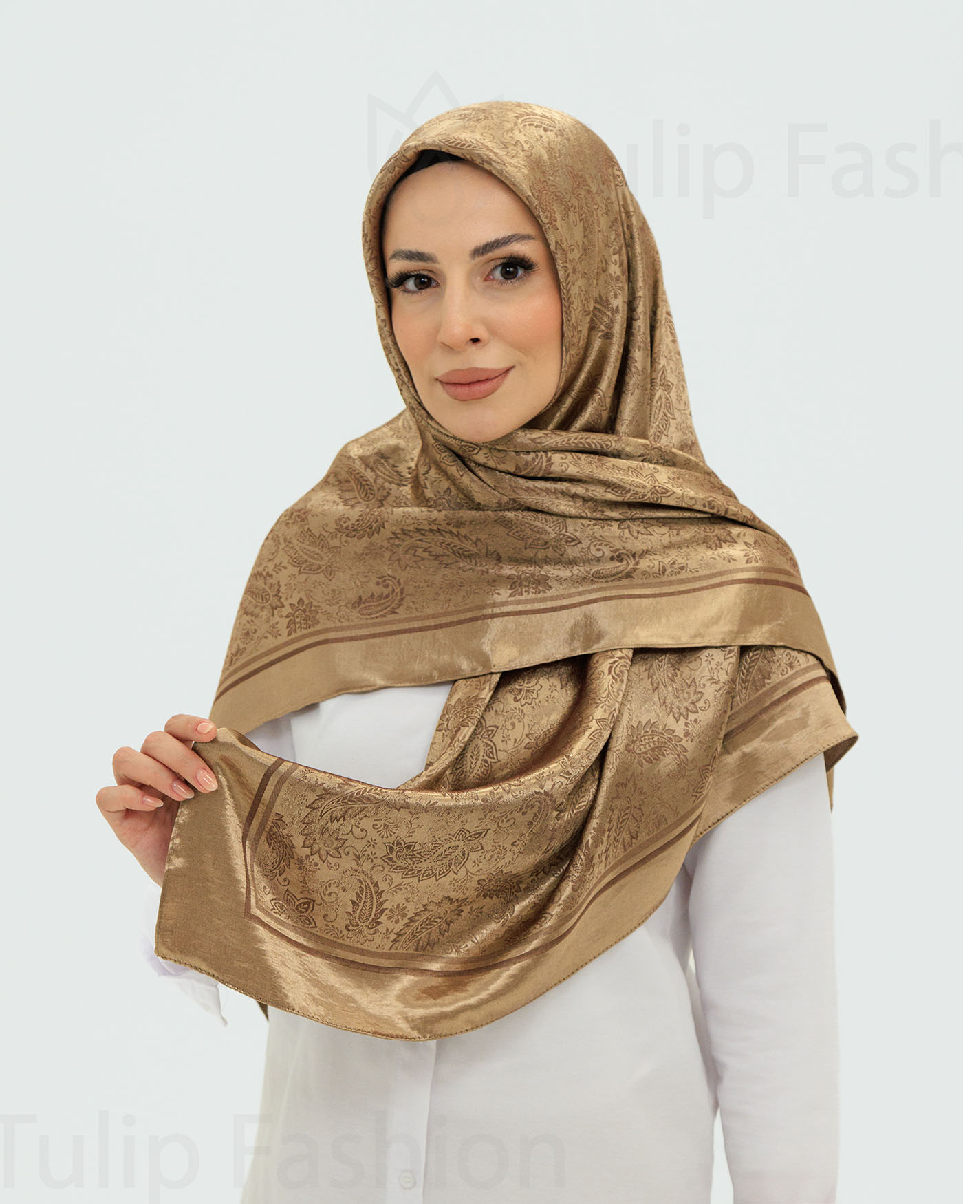 Hijab - Square Viskon 120 cm - Brun - 2