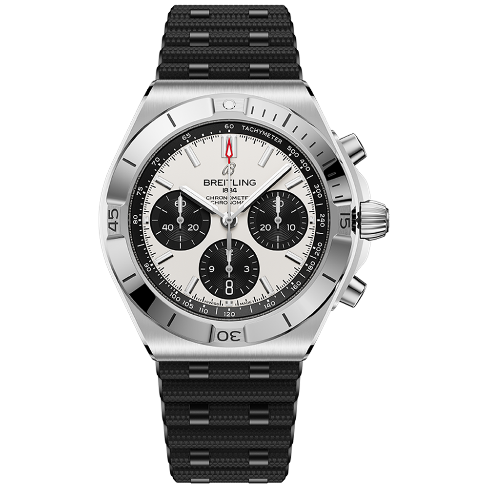 Breitling  AB0158101A1S Chronomat B01 42 vit med gummiband