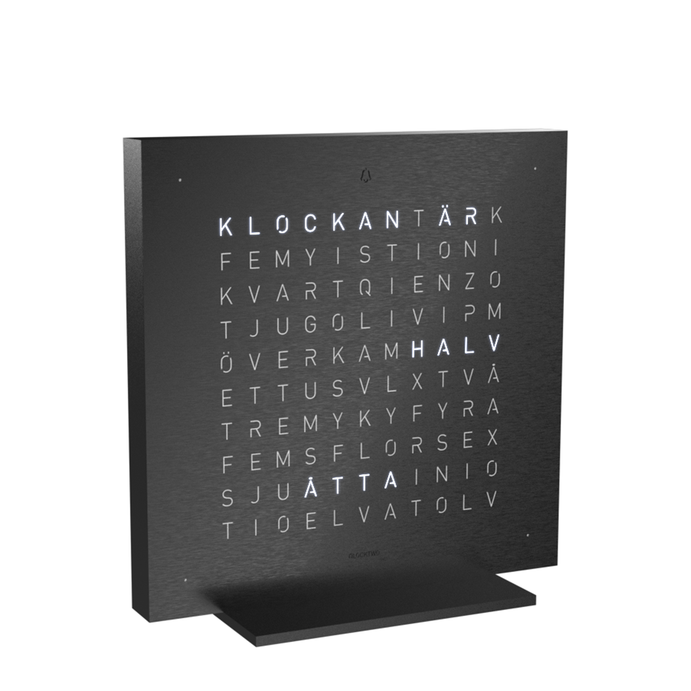 Qlocktwo 13,5x13,5 cm Steel (Deep black)  - 2