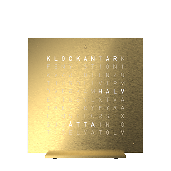 Qlocktwo 13,5x13,5 cm  Steel (Golden legend)