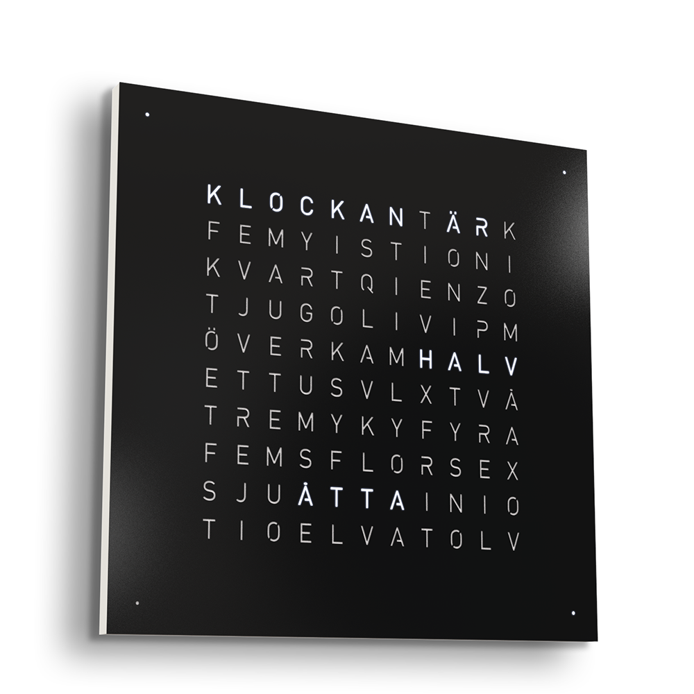Qlocktwo 45x45 cm Steel (Black pepper) 