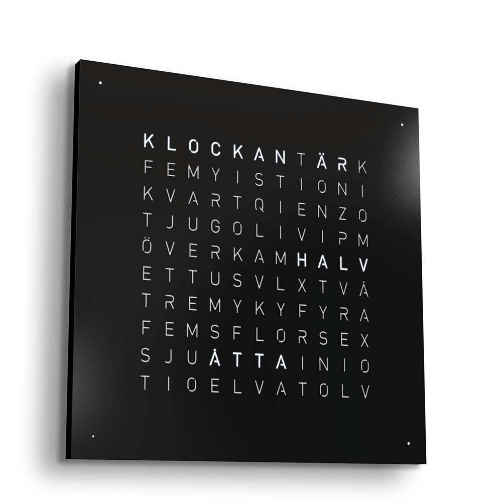 Qlocktwo 45x45 cm Steel (Black pepper)  - 2
