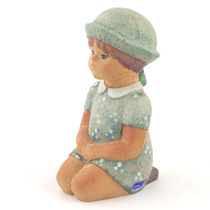 リサラーソン  入手困難！ 夏の少女 光沢のある青い服 Sommarkladd Skulpturerシリーズ 1977年  18cm (4)