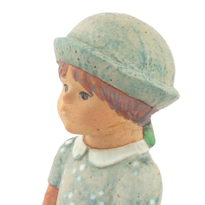 Lisa Larson (Sculptures 1977) Sitting Girl with Blue Dress 18 cm (4)
