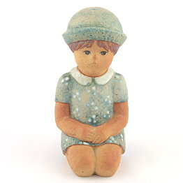 Lisa Larson (Sculptures 1977) Sitting Girl with Blue Dress 18 cm (4)