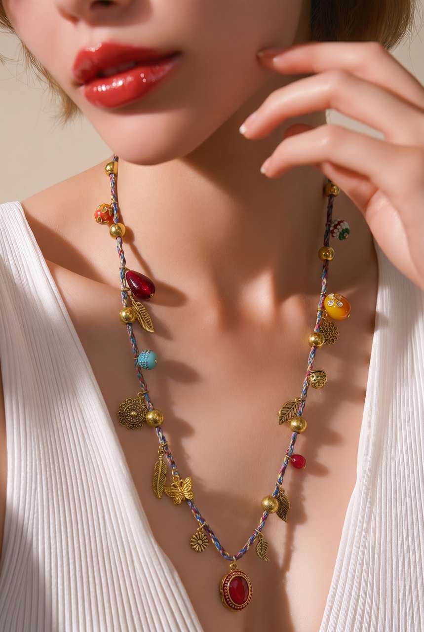 Necklace - Long Mix Beads - Place du Soleil