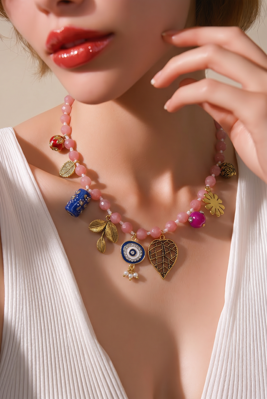 Necklace - Short Pink - Place Du Soleil