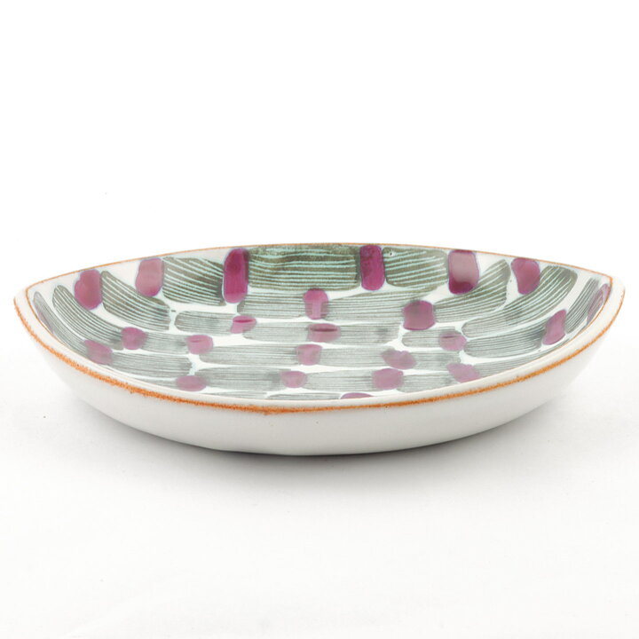 Mari Simmulson (Djungel 1953) Oval Bowl with Green/Cerise Decor 18 cm #4102 (5)