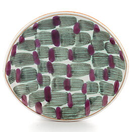 Mari Simmulson (Djungel 1953) Oval Bowl with Green/Cerise Decor 18 cm #4102 (5)