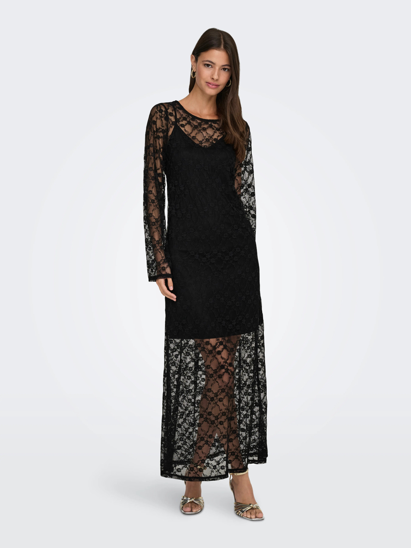 JDYSILVIA L/S LACE MAXI DRESS JRS Black - 3