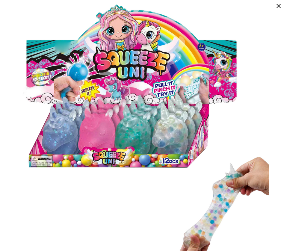 Squeeze Blast Unicorn med Beads, 1 st