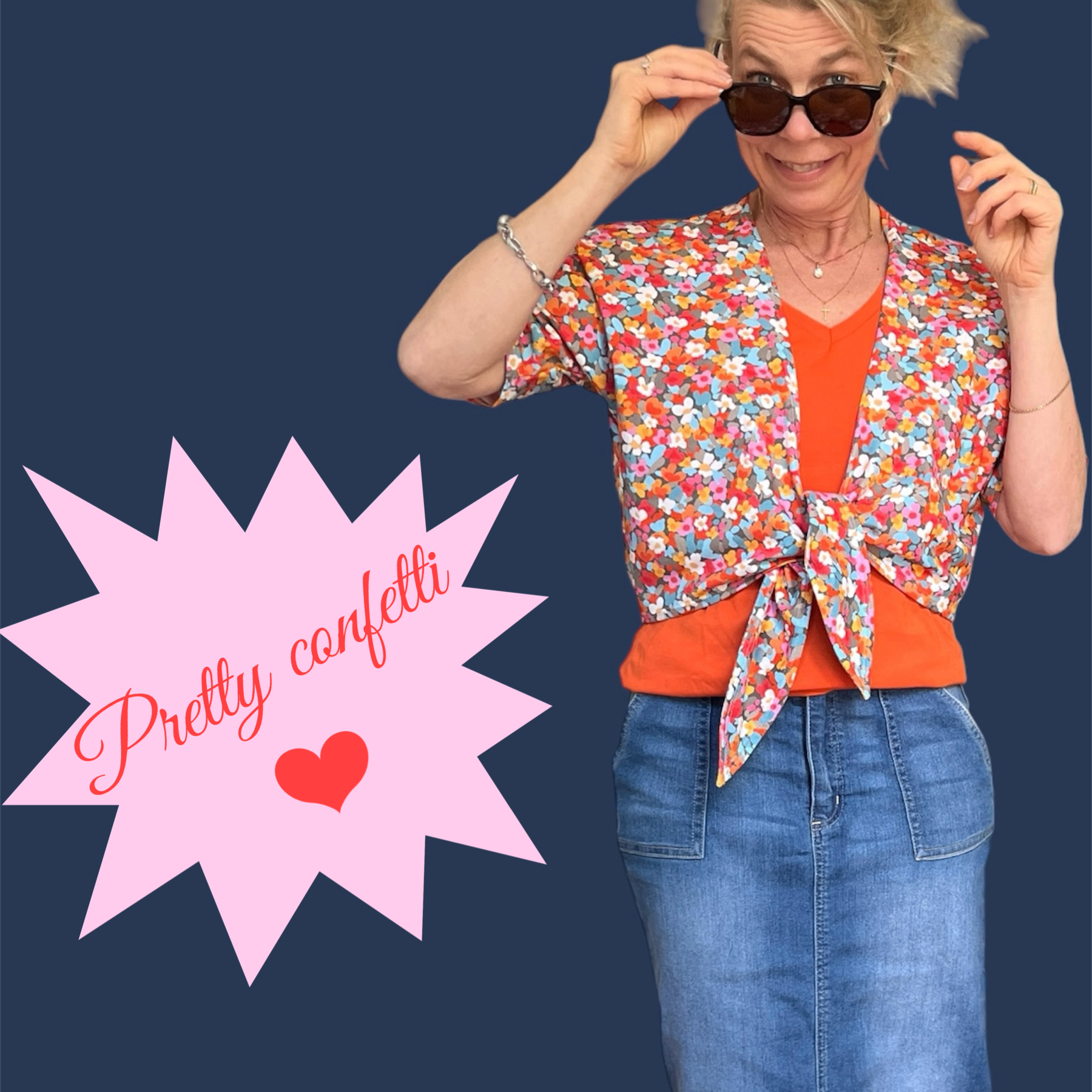 NYHET! Jerseytyg ekologisk bomull,   "Pretty confetti", metervara - 4