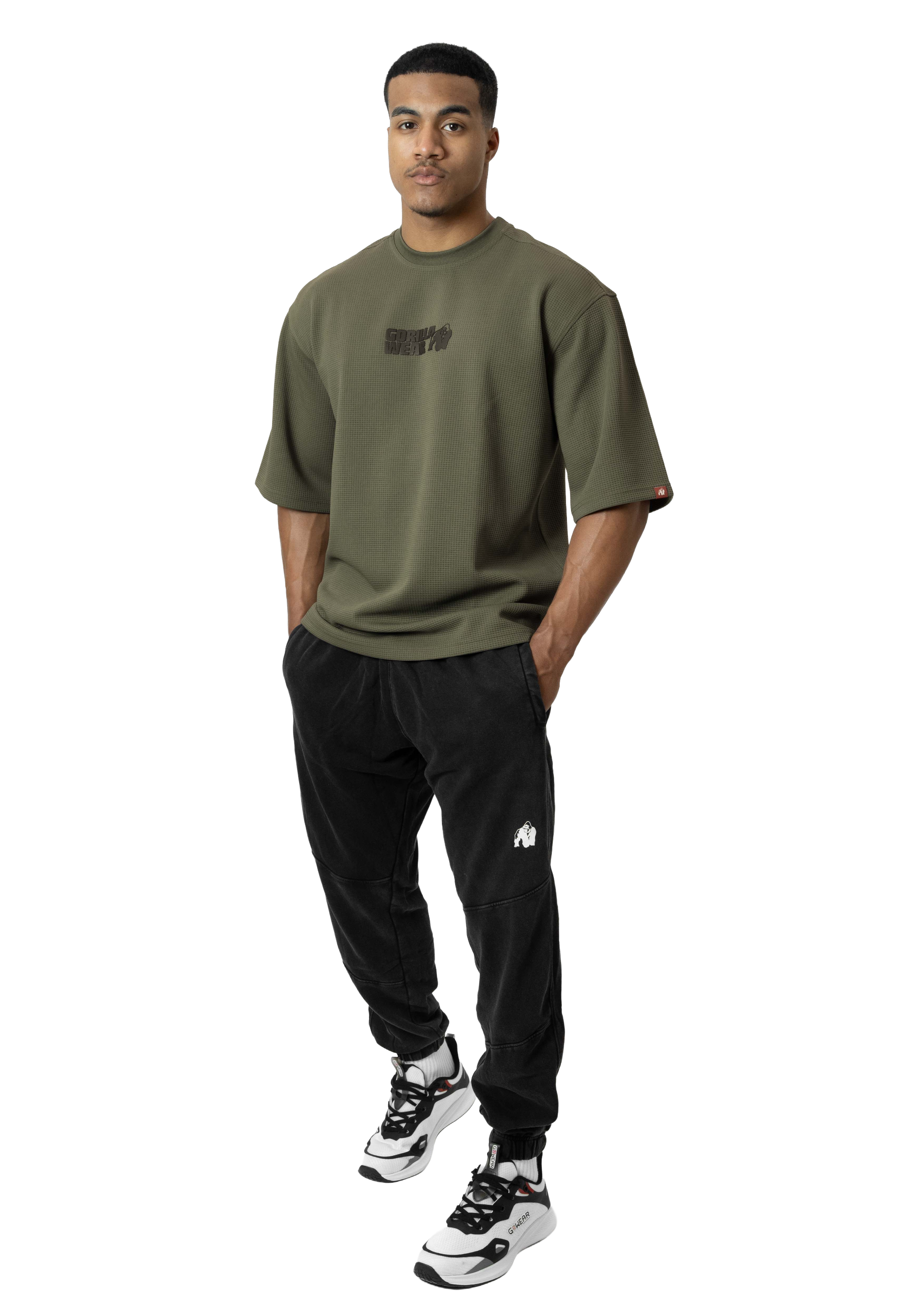 Idaho Oversized Waffle T-Shirt, army green - 4