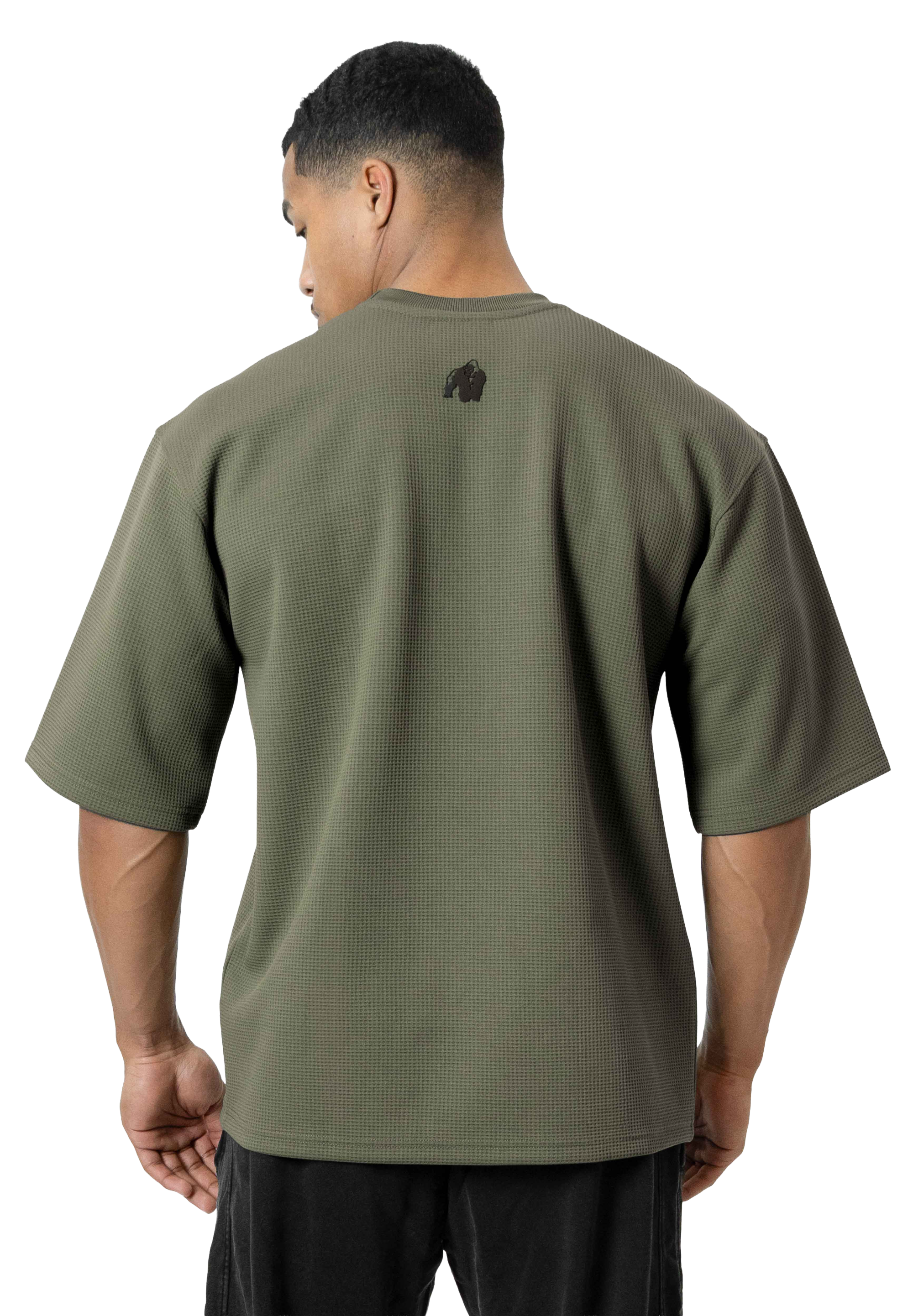 Idaho Oversized Waffle T-Shirt, army green - 2