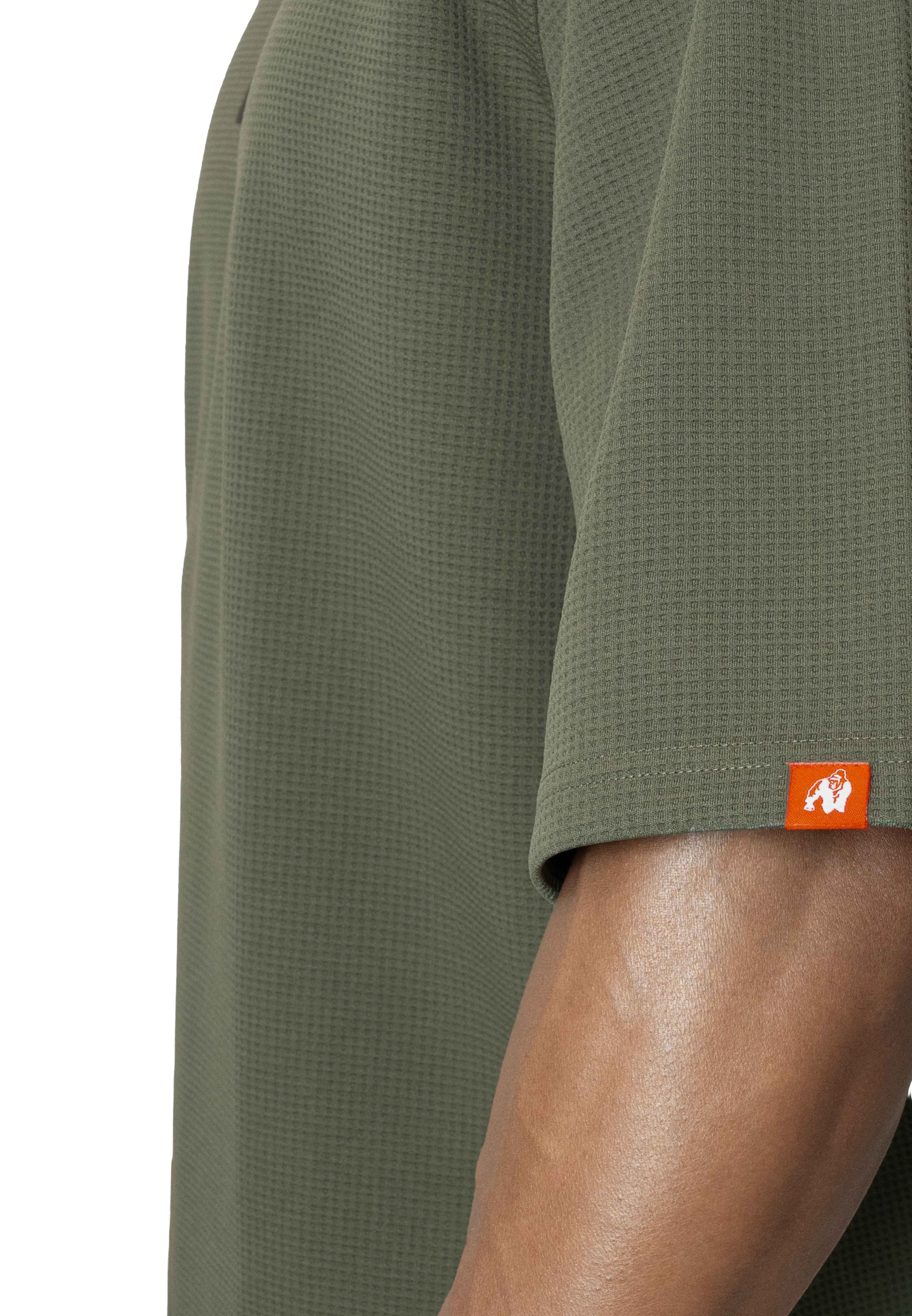 Idaho Oversized Waffle T-Shirt, army green - 7