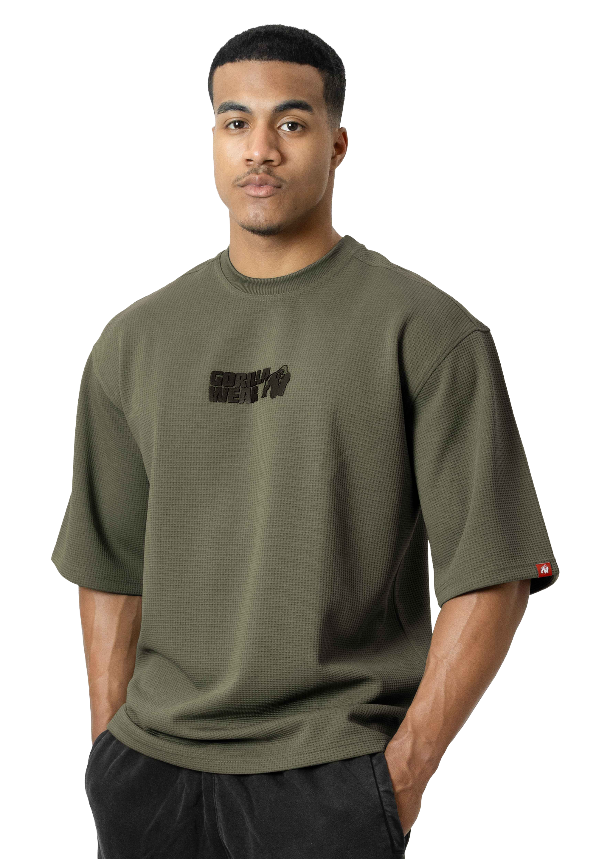 Idaho Oversized Waffle T-Shirt, army green