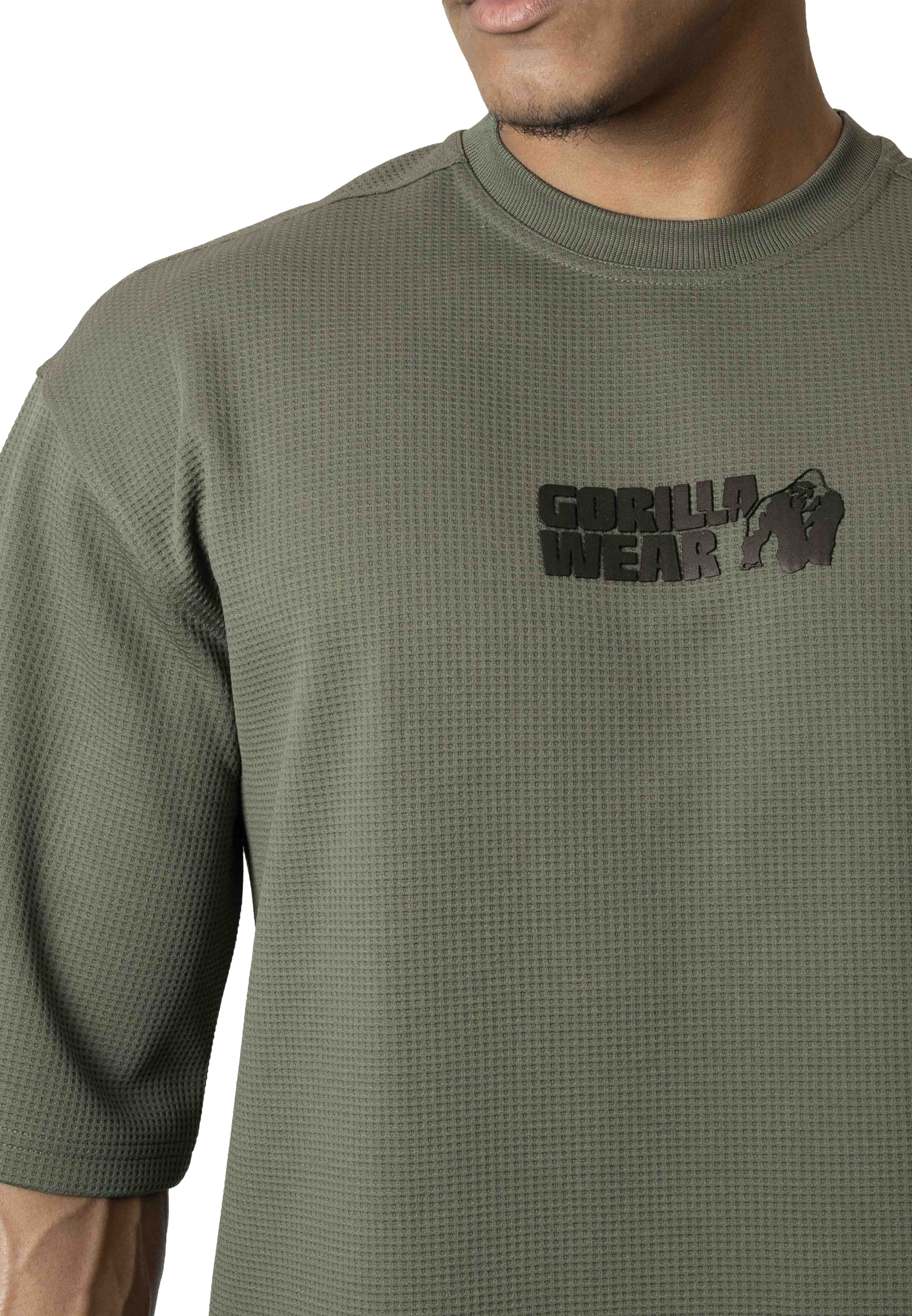 Idaho Oversized Waffle T-Shirt, army green - 5