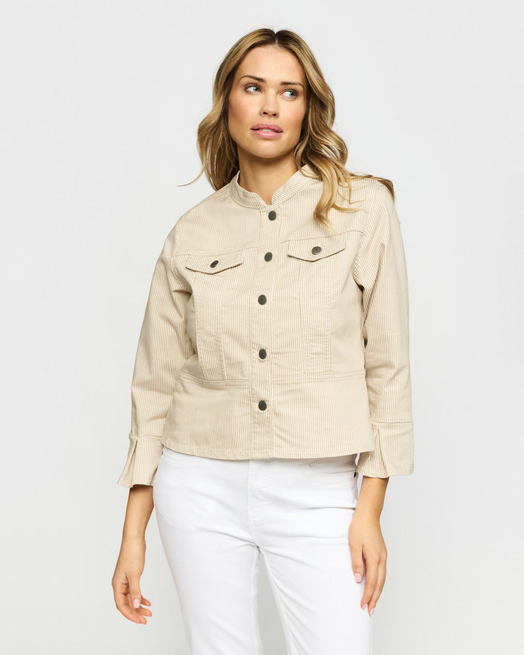 Jacka Billa randig beige