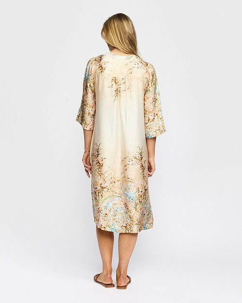 Klänning Hailey mönstrad beige/ljusblå/grön - 2