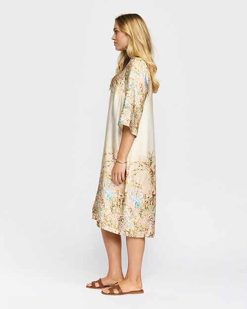 Klänning Hailey mönstrad beige/ljusblå/grön - 4