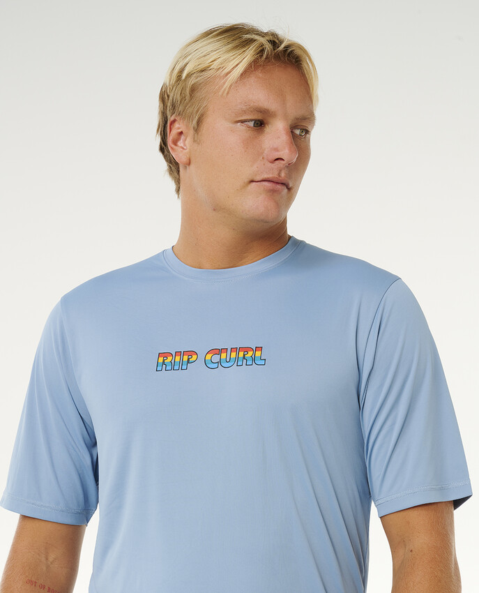 Rip Curl Icons Of Surflite UPF50 Kortärmad UV-tröja Rashguard Faded Denim - 6