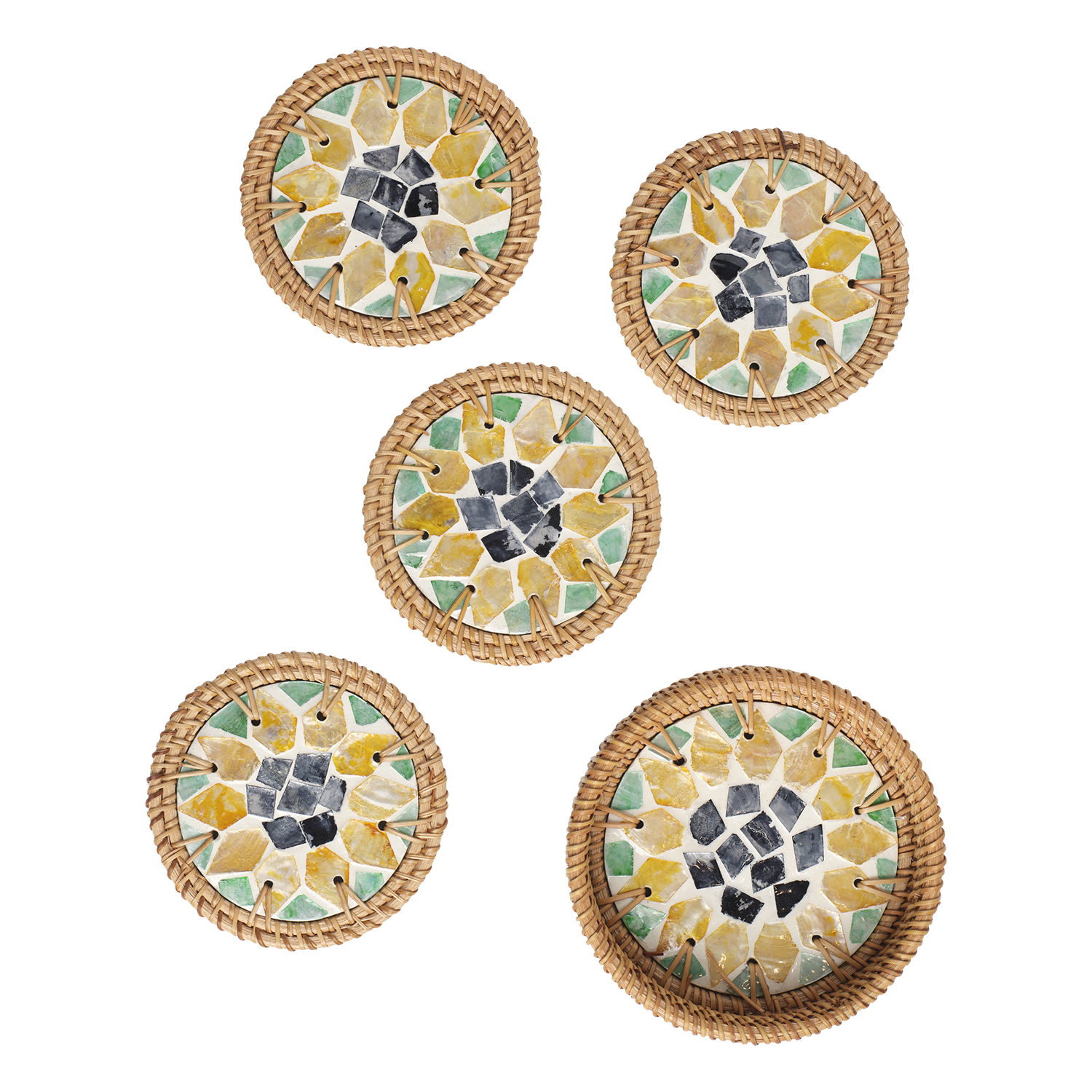 AFFARI Glasunderlägg Sunny 4-pack grön, gul och svart