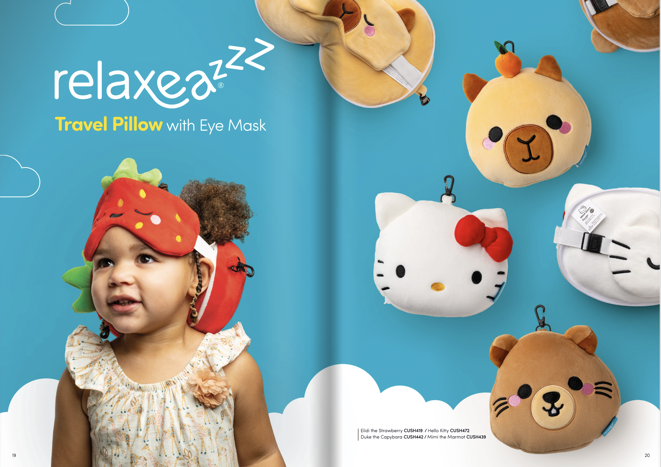 Hello Kitty Plysch Resekudde & Ögonmask - Relaxeazzz Resekudde för Vuxna och Barn - 9