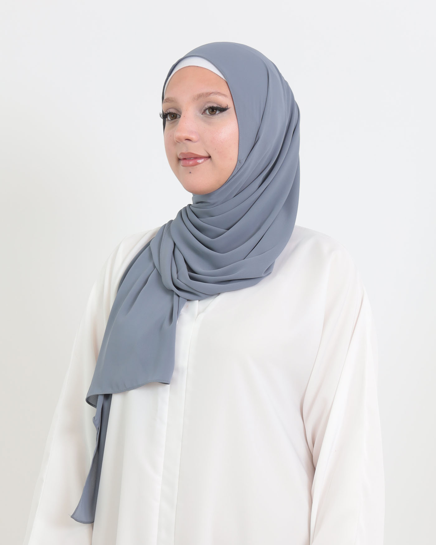 Hijab with integrated magnet - Luxury Chiffon - Dark Gray - 2