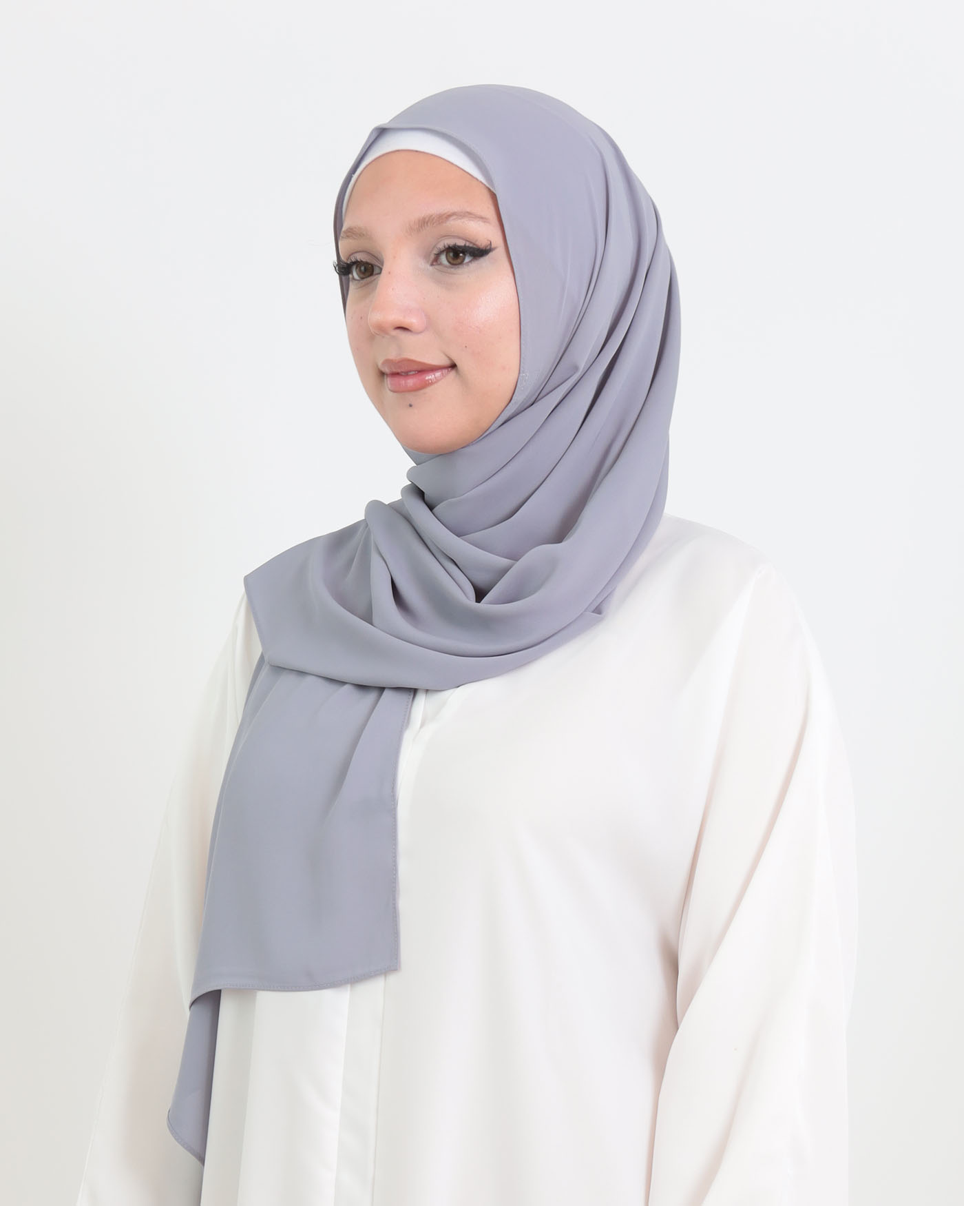 Hijab with integrated magnet - Luxury Chiffon - Gray - 2