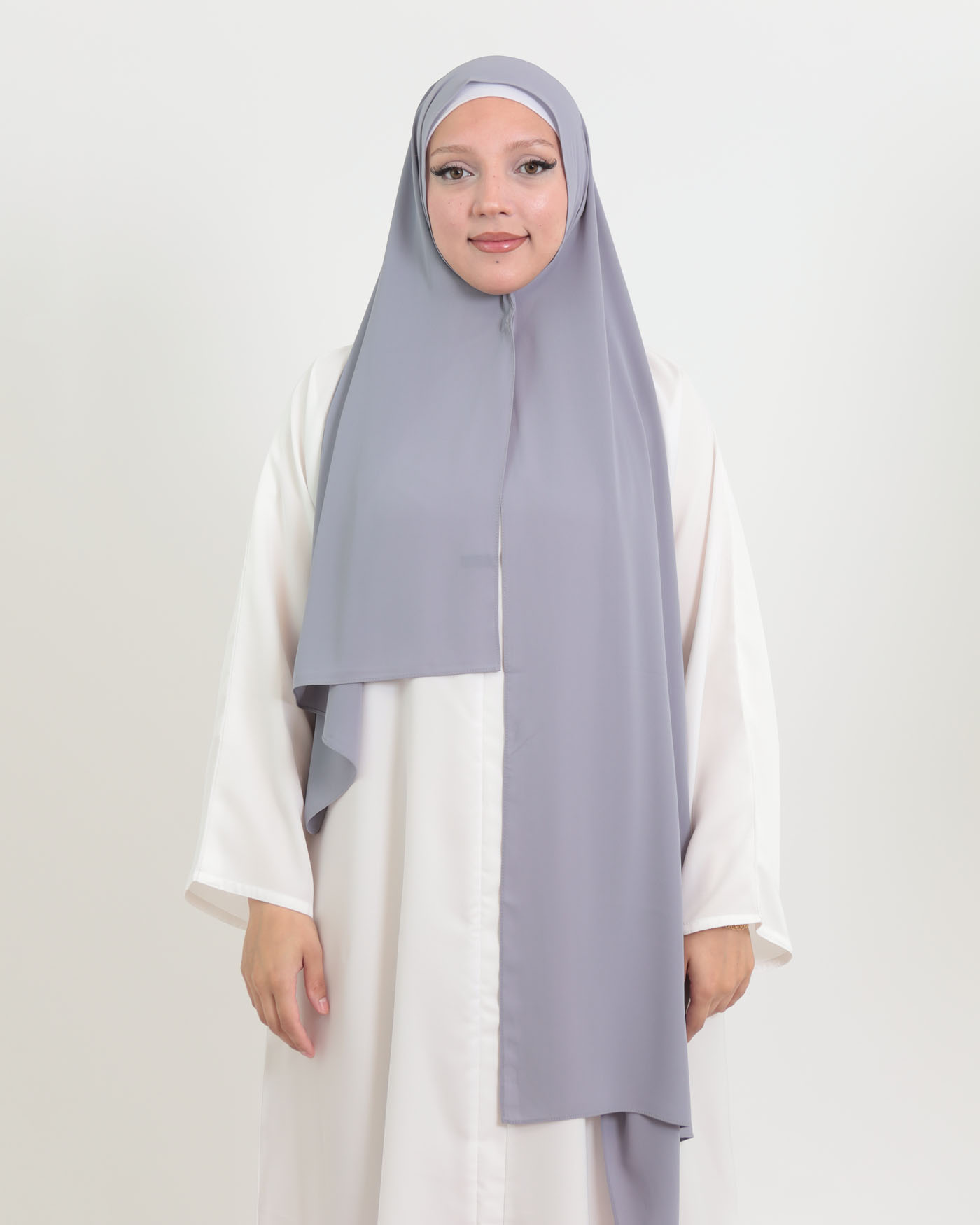 Hijab with integrated magnet - Luxury Chiffon - Gray - 4