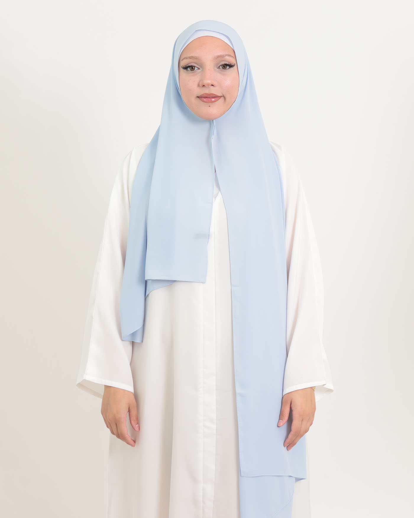 Hijab mit integriertem Magneten – Luxus-Chiffon - Himmelblau - 4