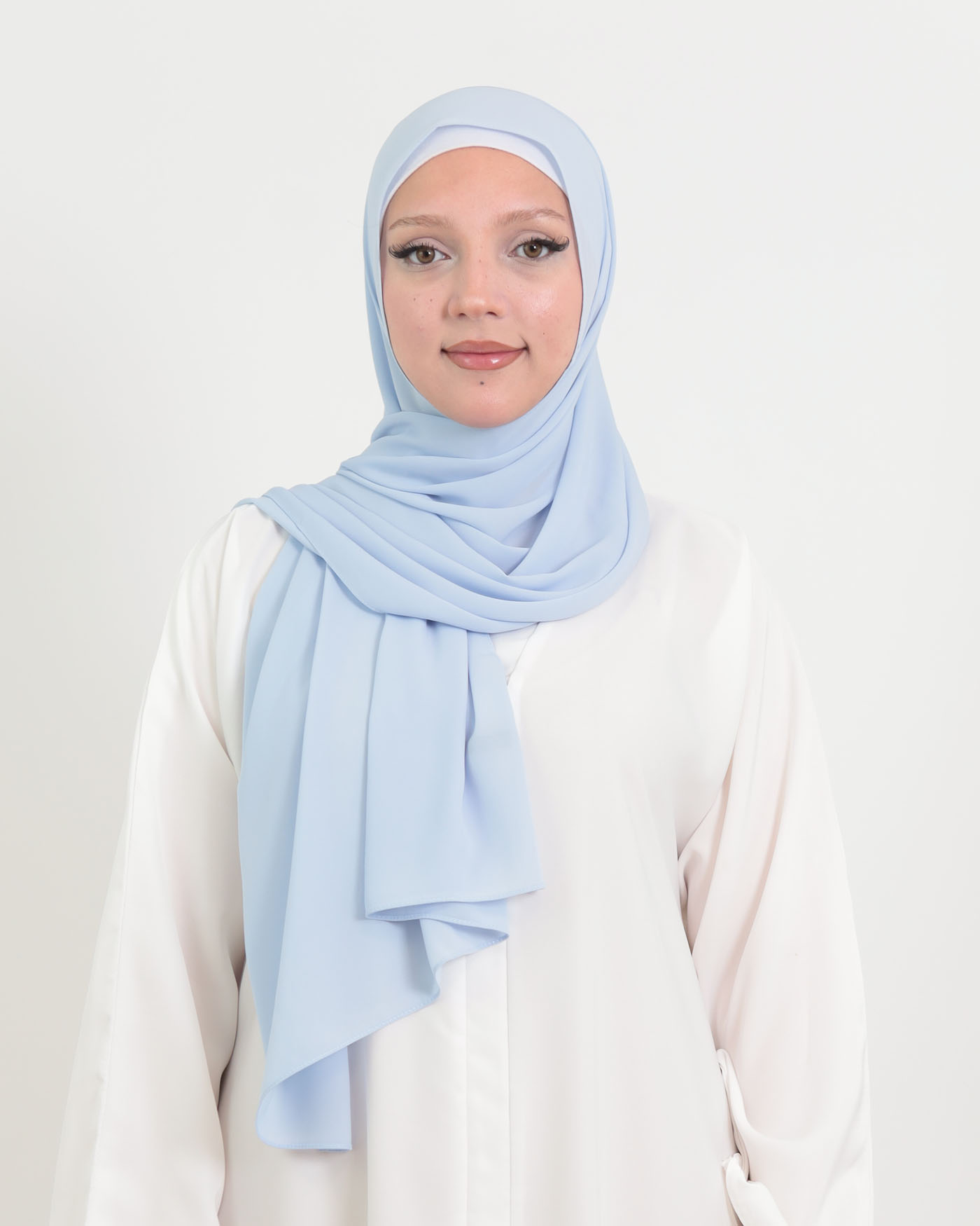 Hijab med integrerad magnet - Lyx Chiffon - Himmelsblå