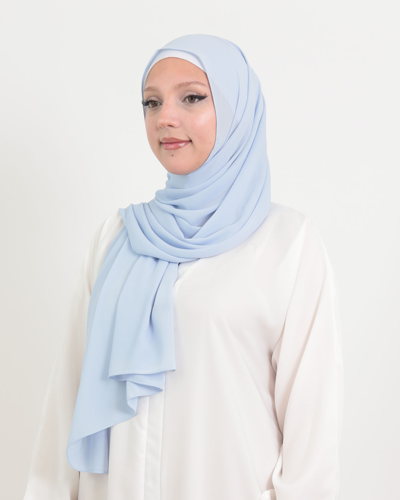 Hijab mit integriertem Magneten – Luxus-Chiffon - Himmelblau - 2