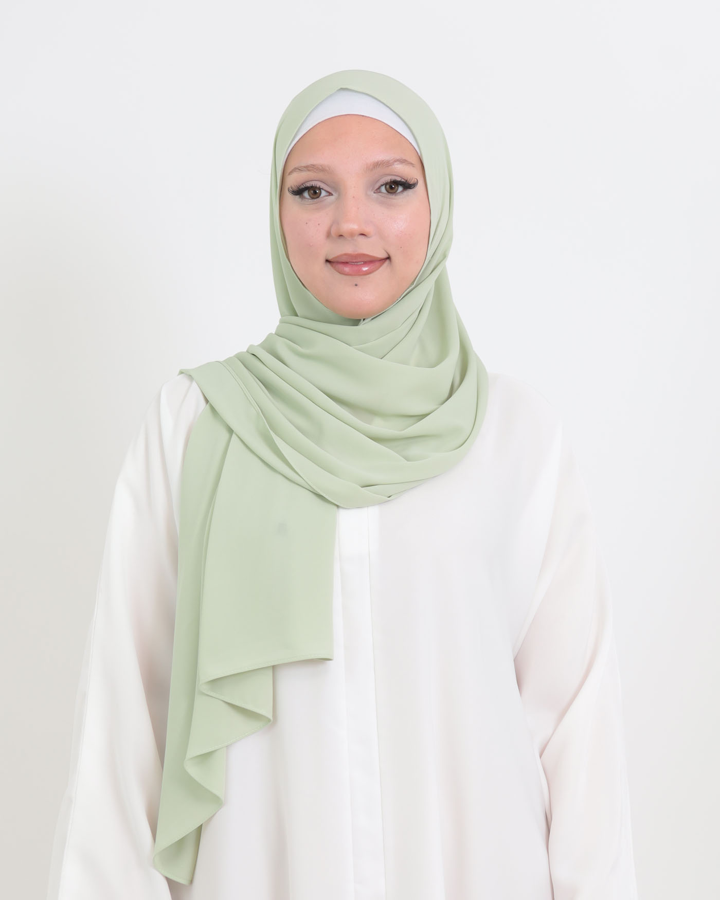 Hijab med integrerad magnet - Lyx Chiffon - Pistaschgrön