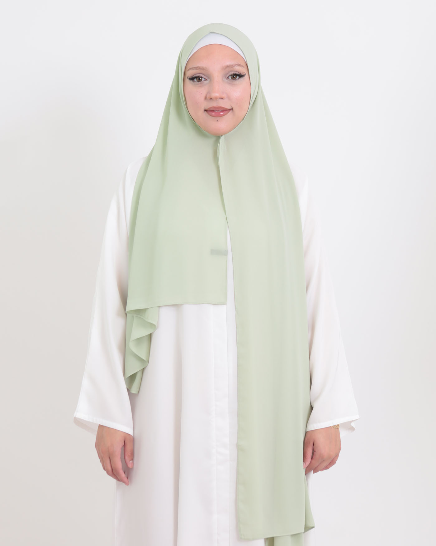 Hijab med integrerad magnet - Lyx Chiffon - Pistaschgrön - 4