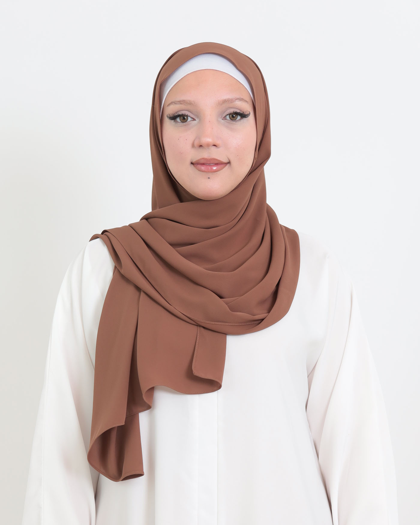 Hijab med integrerad magnet - Lyx Chiffon - Brun