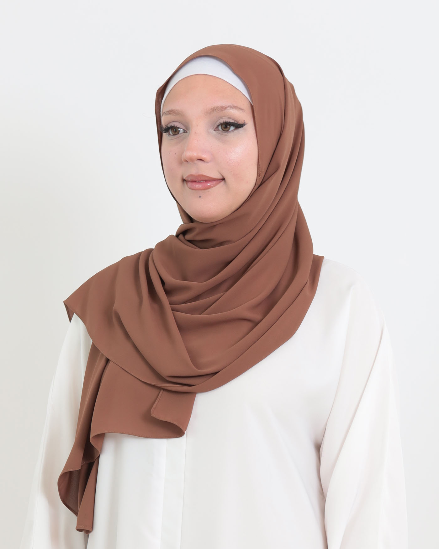 Hijab med integrerad magnet - Lyx Chiffon - Brun - 2
