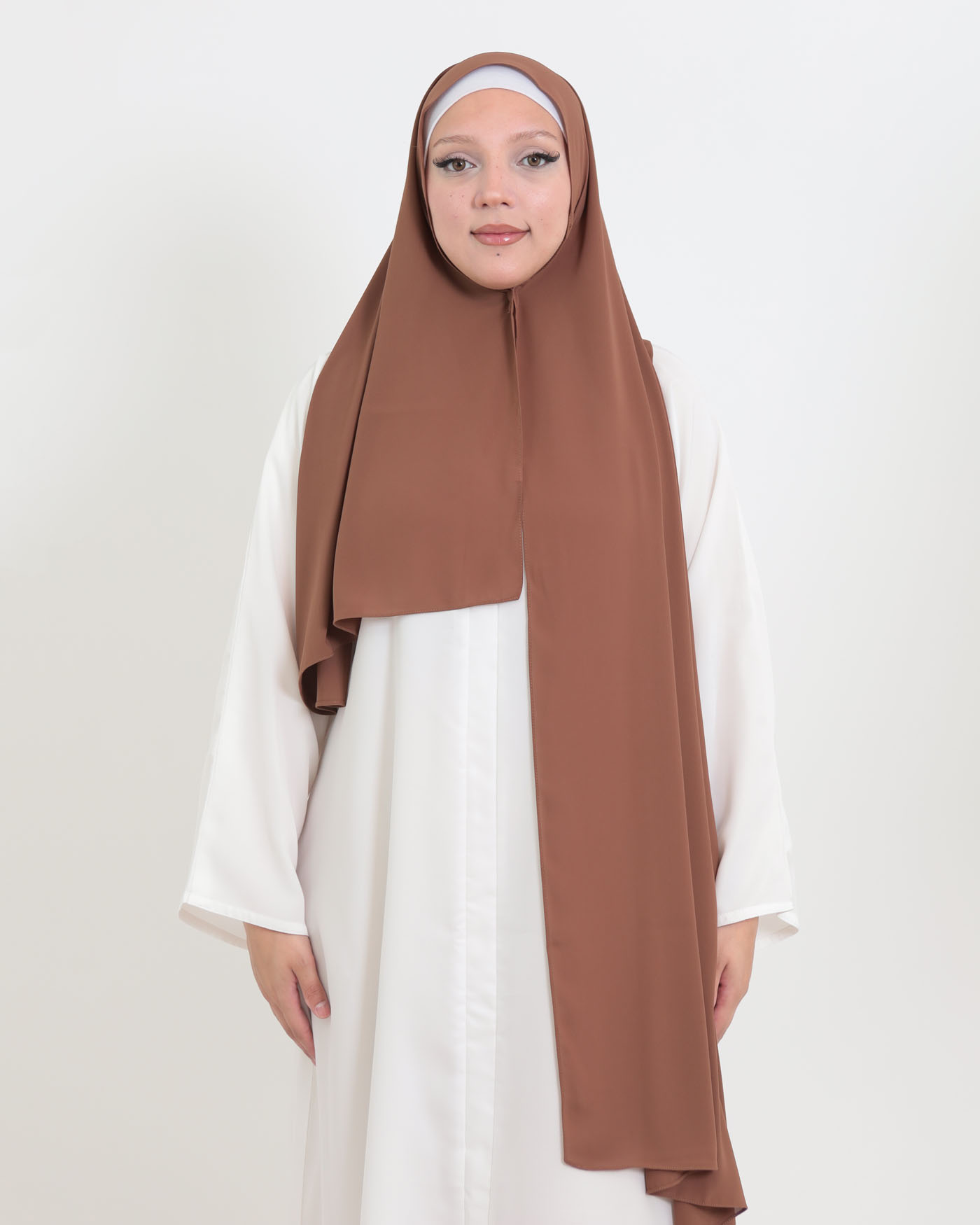 Hijab med integrerad magnet - Lyx Chiffon - Brun - 4