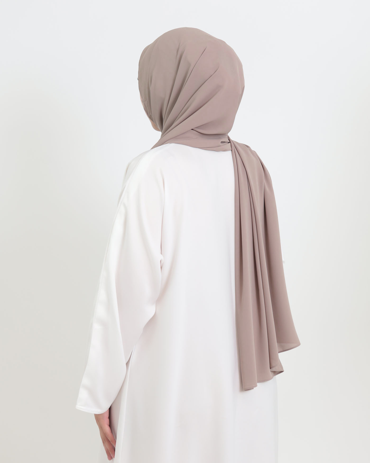 Hijab med integrerad magnet - Lyx Chiffon - Taupe - 3