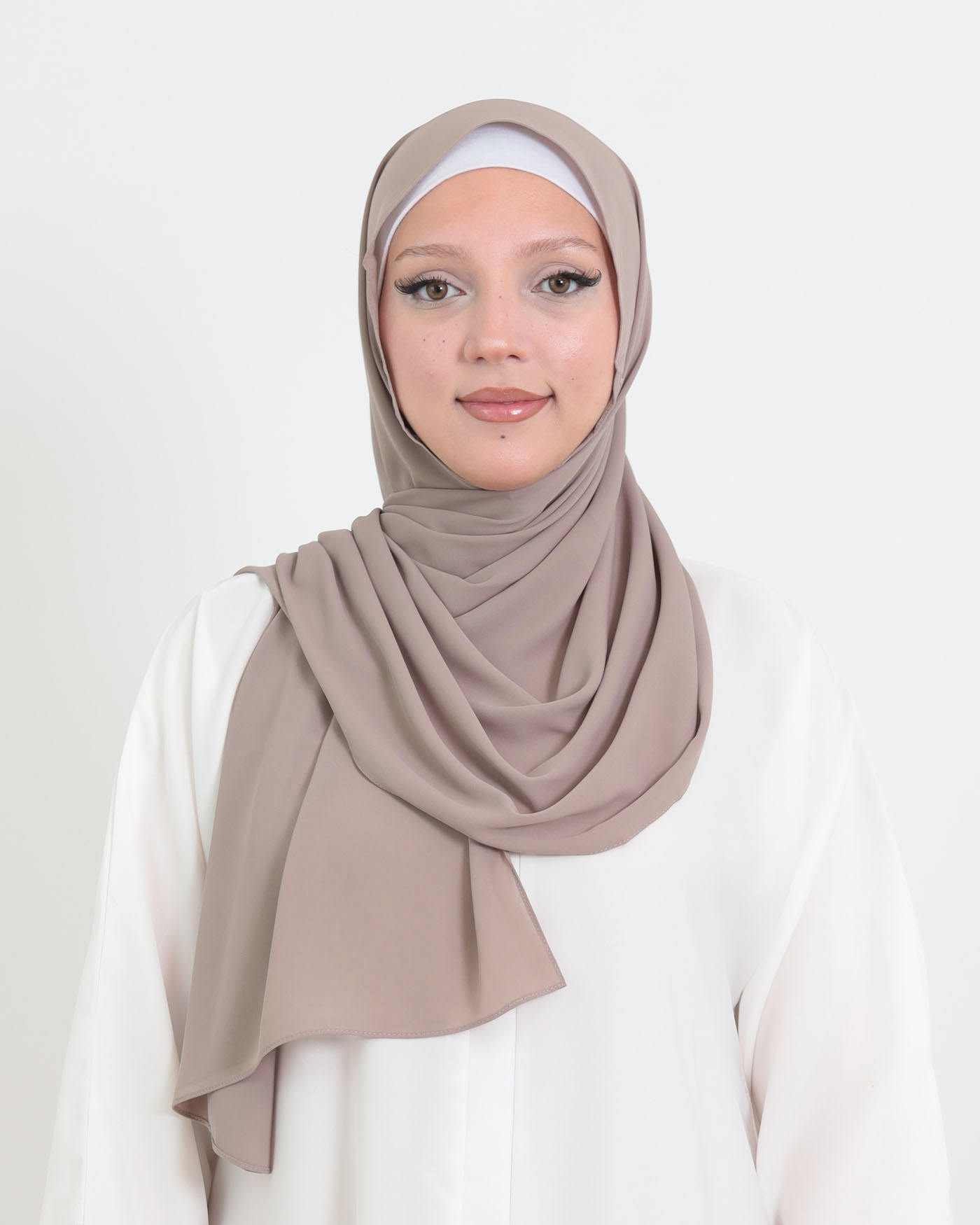 Hijab med integrerad magnet - Lyx Chiffon - Taupe
